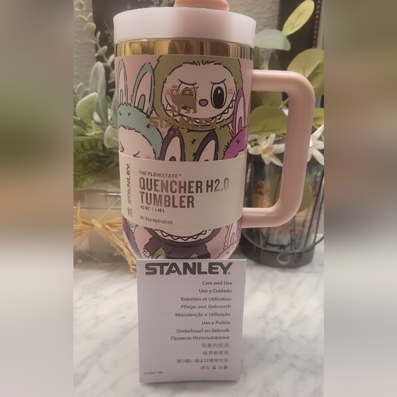 NIB Limited Edtion Labubu Stanley Cup 40oz Pink Stainless Steel Tumbler Gift Set - Picture 3 of 10